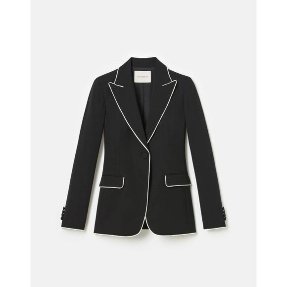 Lafayette 148 blazer womens 8 Responsible Finesse Crepe Piped Peak Lapel viscose - Picture 7 of 14